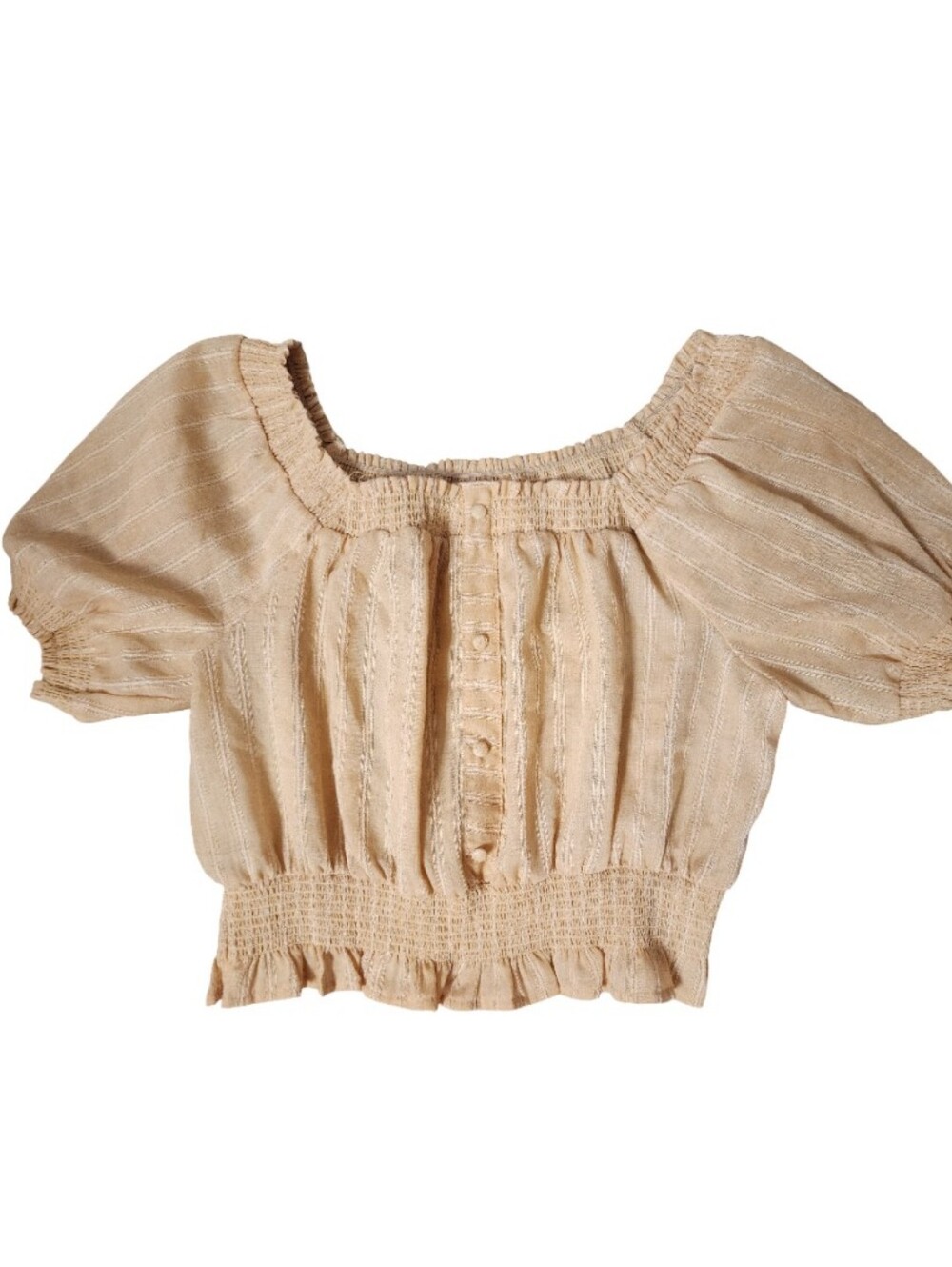 FASHION ON EARTH Cottagecore Boho Wheat Smocked Peasant Blouse EUC Size M